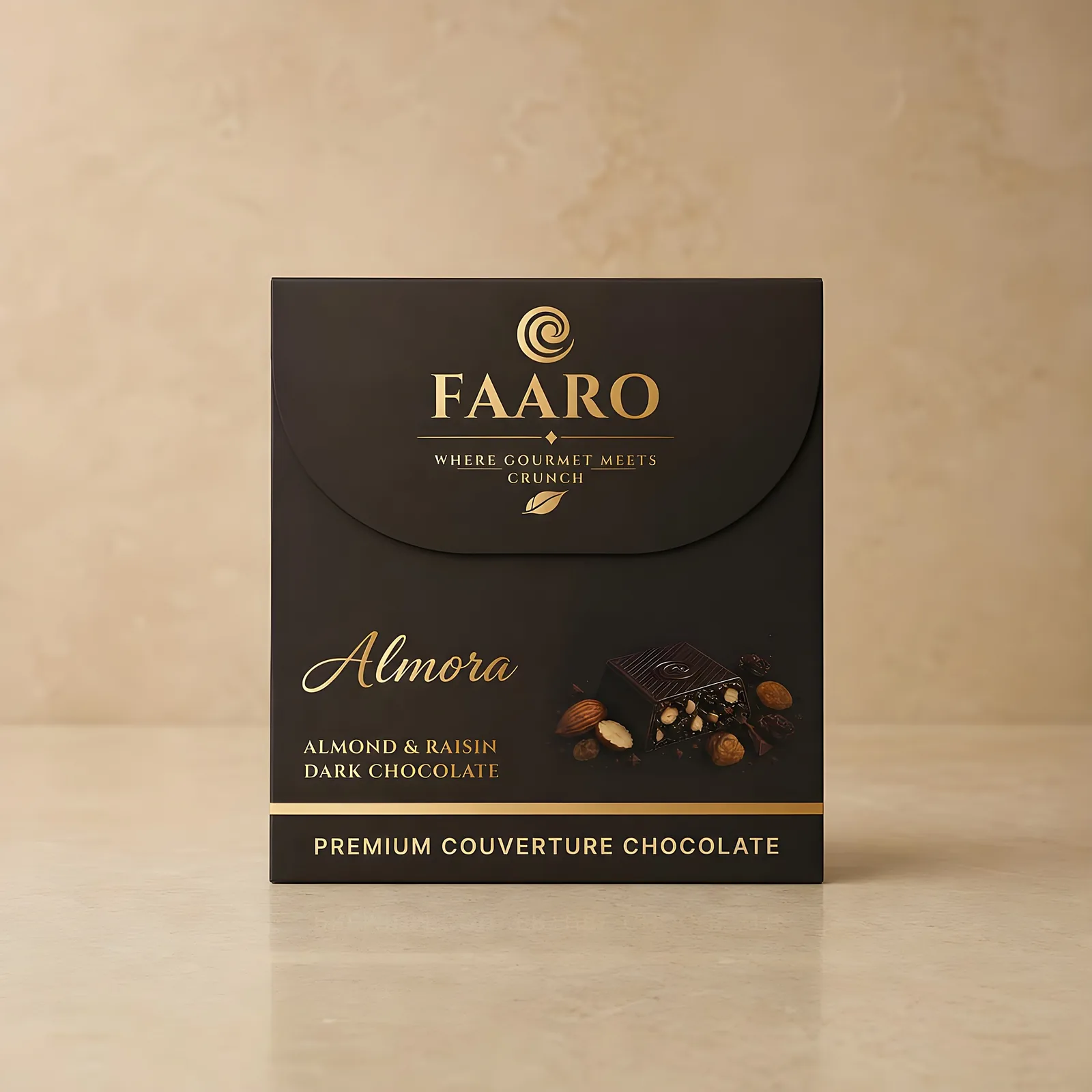 Almora Roasted Almond & Raisin Dark Chocolate (20g) — front of pack
