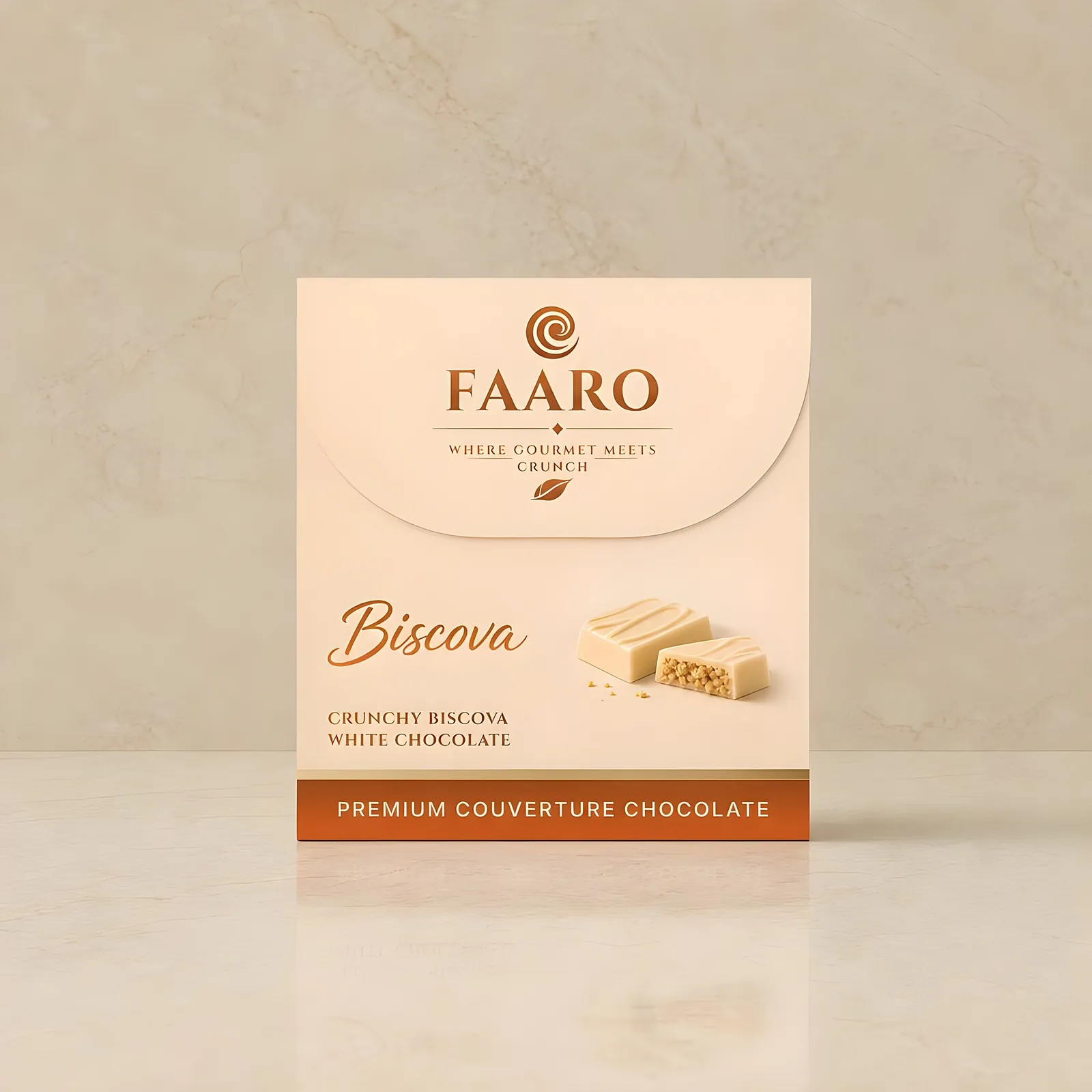 Biscova Crunchy White Chocolate Bar (20g) — front of pack