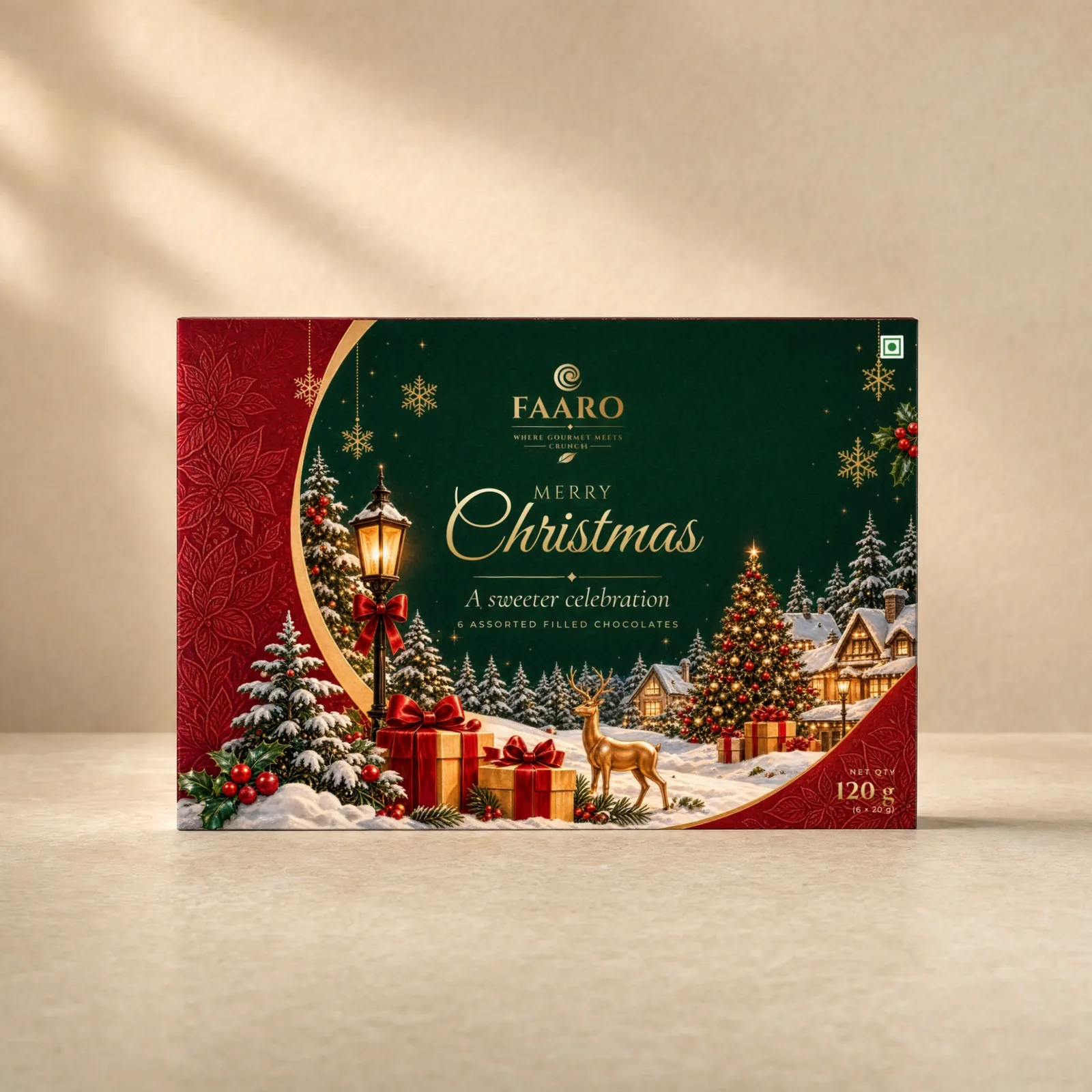 FAARO Christmas Assorted Chocolate Gift Box (120g) — front of the box