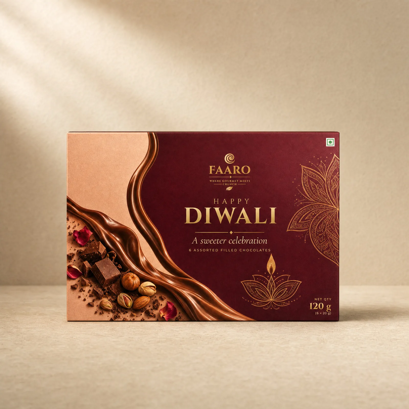 FAARO Diwali Assorted Chocolate Gift Box (120g) — front of the box