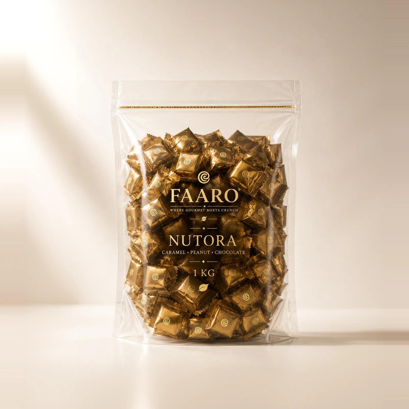 NUTORA Premium Caramel Peanut Chocolate (1kg) — front of pack