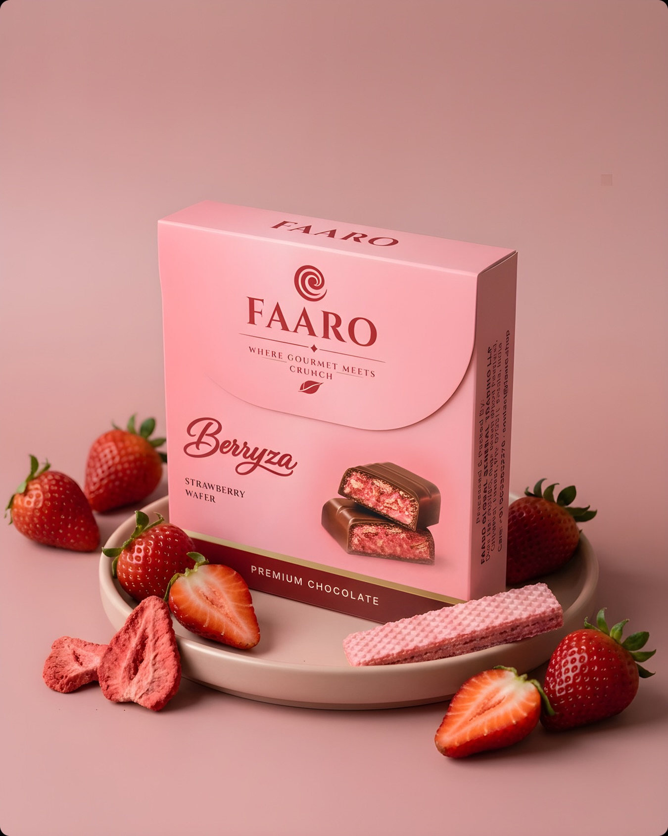 Strawberry through a crisp wafer, under chocolate. Berryza is louder…